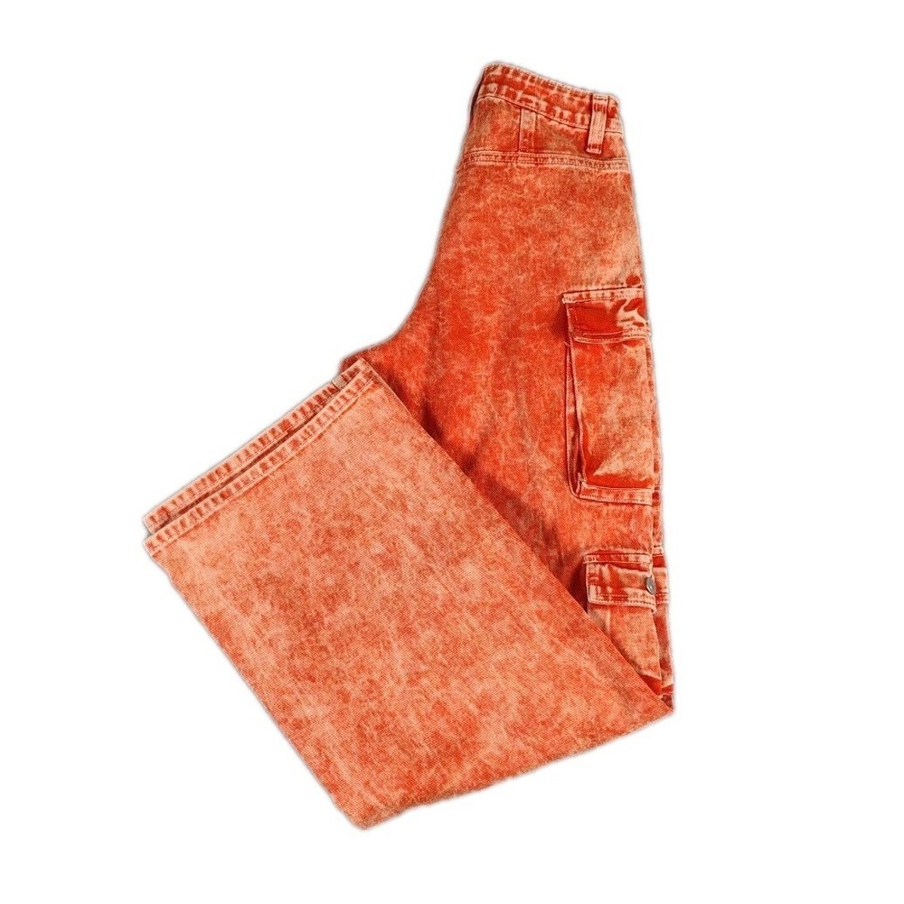 Fashion Nova Cargo Pants Orange Wide Leg Y2K 90s Womens Sz 0 Boho Hippie Grunge - Picture 4 of 13